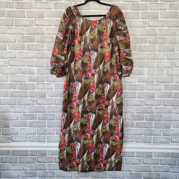 Vintage Kiyomi of Hawaii Maxi Dress Mumu 60s 70s Hawaiian Abstract Floral - Picture 9 of 9